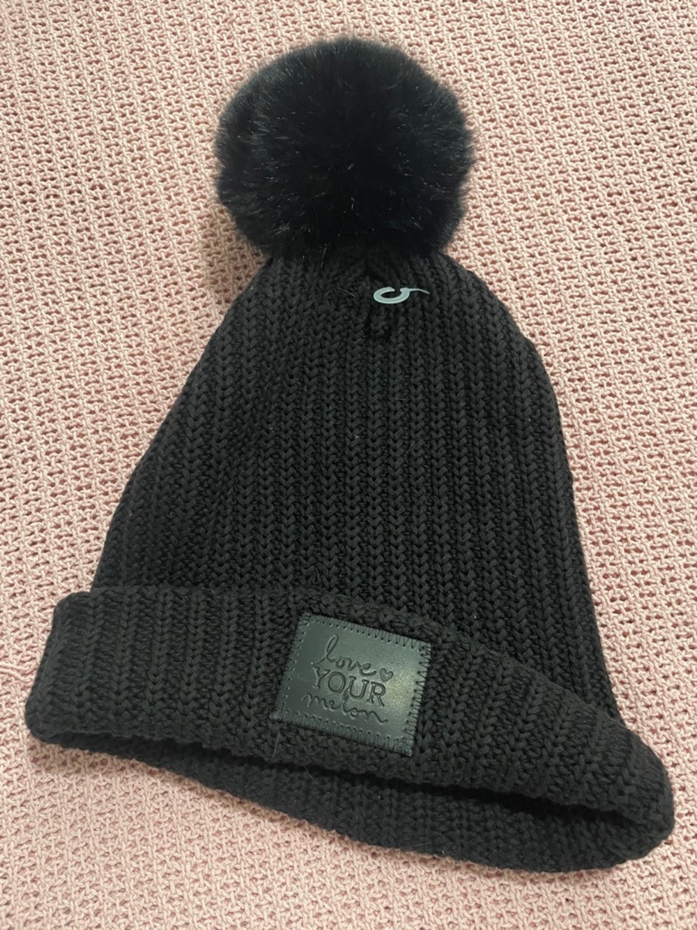 Love Your Melon Black Pom Knit Beanie